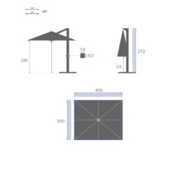 Parasol Décentré Eléa Rectangulaire Toile Sunbrella® Anthracite Hespéride -Marché Meubles Magasin parasol decentre elea rectangulaire sunbrella anthracite hesperide 3