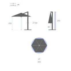 Parasol Décentré Rond Manoa Ardoise Hespéride -Marché Meubles Magasin parasol decentre rond manoa ardoise hesperide 1 3