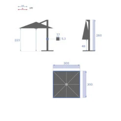 Parasol Déporté Carré Equador Ardoise Hespéride -Marché Meubles Magasin parasol deporte carre equador ardoise hesperide 1 7