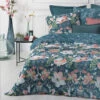 Parure De Lit Amelia Bleu Canard Et Motifs 240x220 Atmosphera -Marché Meubles Magasin parure de lit amelia bleu canard et motifs 240x220 atmosphera