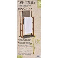 Porte Serviette Bambou 2 Barres Naturel Et Kaki -Marché Meubles Magasin porte serviette bambou 2 barres naturel et kaki 1