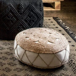 Pouf En Jute Ajouré 43x18 Atmosphera -Marché Meubles Magasin pouf en jute ajoure 43x18 atmosphera 1