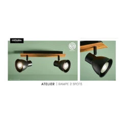 Rampe 2 Spots Atelier Métal Et Bois Ostaria -Marché Meubles Magasin rampe 2 spots atelier metal et bois ostaria 2