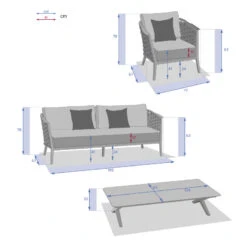 Salon De Jardin 5 Places Embruns Praline / Noisette Hespéride -Marché Meubles Magasin salon de jardin 5 places embruns praline noisette hesperide 1 2