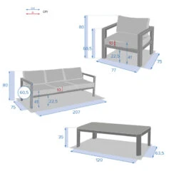 Salon De Jardin 5 Places Jauca Noisette / Gris Boisé Hespéride -Marché Meubles Magasin salon de jardin 5 places jauca noisette gris boise hesperide 1 3