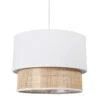 Suspension 2 Abat-jours Cannage Et Tissu Blanc Ostaria -Marché Meubles Magasin suspension 2 abat jours cannage blanc ostaria