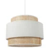 Suspension 3 Abat-jours Cannage Et Tissu Blanc Ostaria -Marché Meubles Magasin suspension 3 abat jours cannage et tissu blanc ostaria