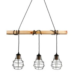 Suspension Indus Barre En Bois 3 Cordons Ostaria