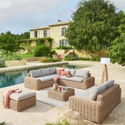 Table Basse Extérieure Carrée Savinia Coloris Tahini Hespéride -Marché Meubles Magasin table basse exterieure carree savinia coloris tahini hesperide 2