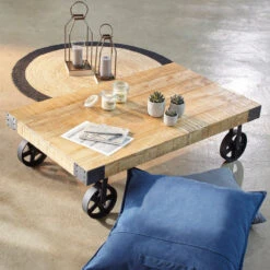 Table Basse Silas Bois Massif Atmosphera 14 Table Basse Silas Bois Massif Atmosphera -Marché Meubles Magasin table basse manguier bois massif atmosphera 4