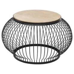 Table Basse X2 Métal Et Bois De Manguier Esther Atmosphera -Marché Meubles Magasin table basse x2 en metal et bois de manguier atmosphera 3