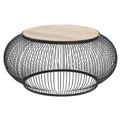 Table Basse X2 Métal Et Bois De Manguier Esther Atmosphera -Marché Meubles Magasin table basse x2 en metal et bois de manguier atmosphera 4