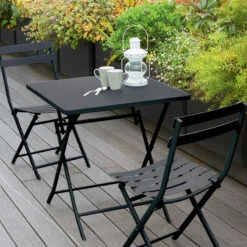 Table Carrée Pliante Greensboro 2p Graphite Hespéride -Marché Meubles Magasin table carree greensboro graphite 2