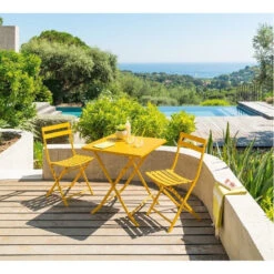 Table Carrée Pliante Greensboro 2p Jaune Moutarde Hespéride 10 Table Carrée Pliante Greensboro 2p Jaune Moutarde Hespéride -Marché Meubles Magasin table carree greensboro moutarde hesperide 3