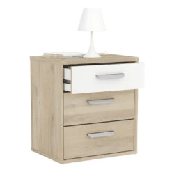 Marché Meubles Magasin -Marché Meubles Magasin table de chevet 3 tiroirs naturel et blanc santorini 1