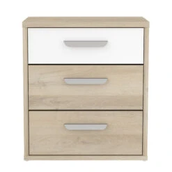 Demeyere Table De Chevet 3 Tiroirs Naturel Et Blanc Santorini -Marché Meubles Magasin table de chevet 3 tiroirs naturel et blanc santorini 3