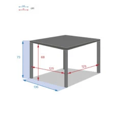 Table Carrée Fixe Piazza 8 P. Graphite Hespéride -Marché Meubles Magasin table fixe carree piazza coloris noir graphite hesperide 3
