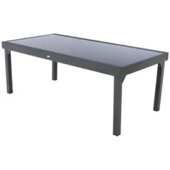 Table Rectangulaire Ext. Verre Piazza 12 P. Graphite Hespéride -Marché Meubles Magasin table piazza extensible 12 personnes hesperide anthracite graphite 2