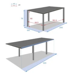 Table Rectangulaire Ext. Verre Piazza 12 P. Graphite Hespéride -Marché Meubles Magasin table piazza extensible 12 personnes hesperide anthracite graphite 5