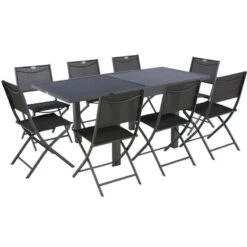 Table Rectangulaire Extensible Piazza 8 P. Graphite Hespéride -Marché Meubles Magasin table rectangulaire extensible piazza 8 personnes graphite hesperide 4