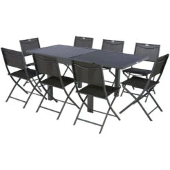 Table Rectangulaire Extensible Piazza 8 P. Graphite Hespéride -Marché Meubles Magasin table rectangulaire extensible piazza 8 personnes graphite hesperide 5