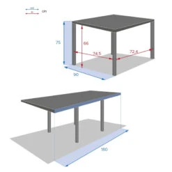 Table Rectangulaire Extensible Piazza 8 P. Graphite Hespéride -Marché Meubles Magasin table rectangulaire extensible piazza 8 personnes graphite hesperide 7