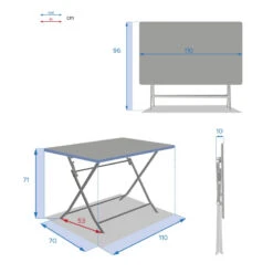Table Rectangulaire Pliante Greensboro 4p Graphite Hespéride -Marché Meubles Magasin table rectangulaire greensboro 110x70cm graphite hesperide 5