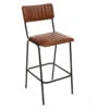 Tabouret De Bar En Cuir Marron Dario Atmosphera -Marché Meubles Magasin tabouret bar cuir marron dario atmosphera