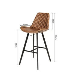 Tabouret De Bar Bas Alicante PU Cognac -Marché Meubles Magasin tabouret de bar bas alicante pu cognac 3