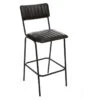 Tabouret De Bar En Cuir Noir Dario Atmosphera -Marché Meubles Magasin tabouret de bar en cuir noir dario atmosphera