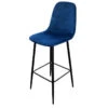 Tabouret De Bar En Velours Bleu Indigo Pieds Métal Inoui -Marché Meubles Magasin tabouret de bar en velours bleu indigo pieds metal inoui