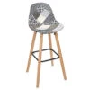 Tabouret De Bar Patchwork Gris Pieds Bois -Marché Meubles Magasin tabouret de bar patchwork gris pieds bois