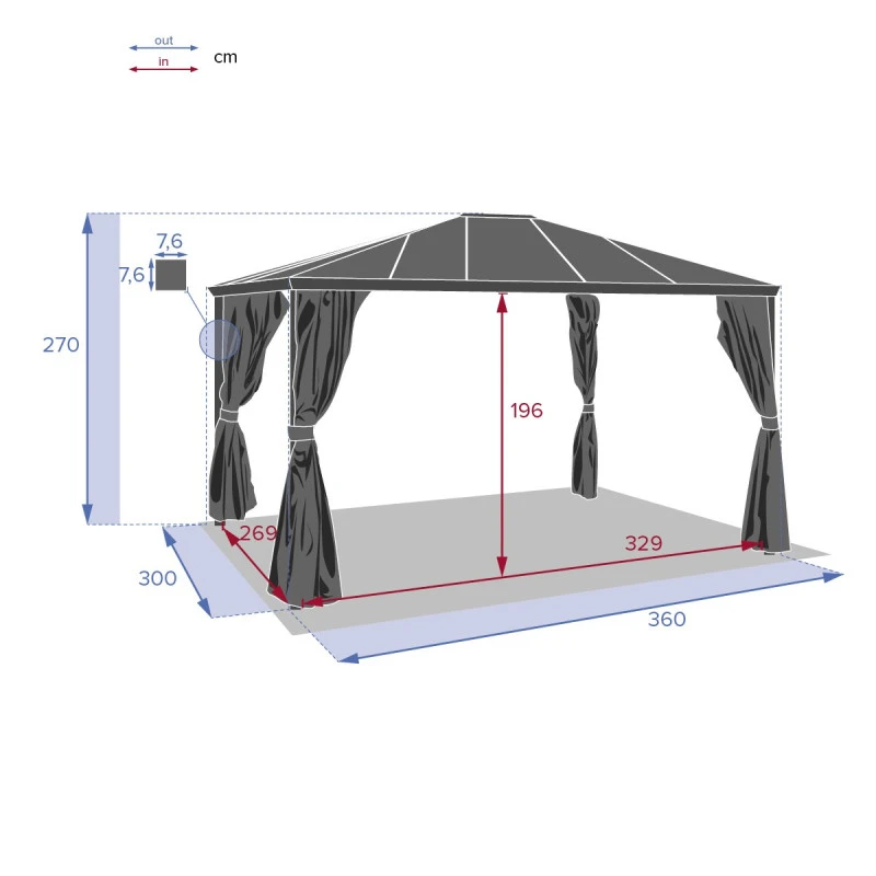 Tonnelle Belize 3,6x3m Graphite Hespéride 6 Tonnelle Belize 3,6x3m Graphite Hespéride – Image 4