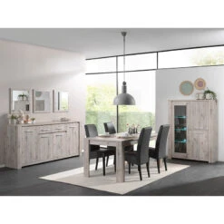 Vitrine 3 Portes LED Coloris Bois Clair Warschau -Marché Meubles Magasin vitrine 3 portes led coloris bois clair warschau 2