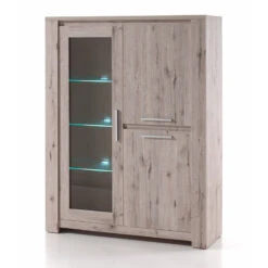 Vitrine 3 Portes LED Coloris Bois Clair Warschau